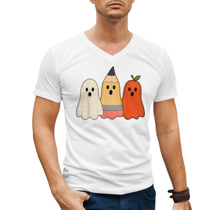 Retro Pencil Ghost Boo Spooky Teacher Halloween Costume Men's V-Neck T-Shirt