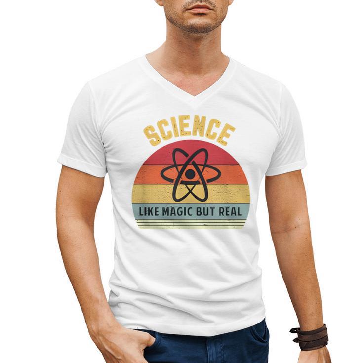 Science Like Magic But Real Science Teacher Graphics Geek Men's V-Neck T-Shirt