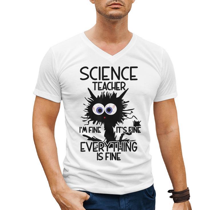 Science Teacher Appreciation Merch -Adults -Youth Grey Classic Fit Modern Science Theme Cartoon Men's V-Neck T-Shirt