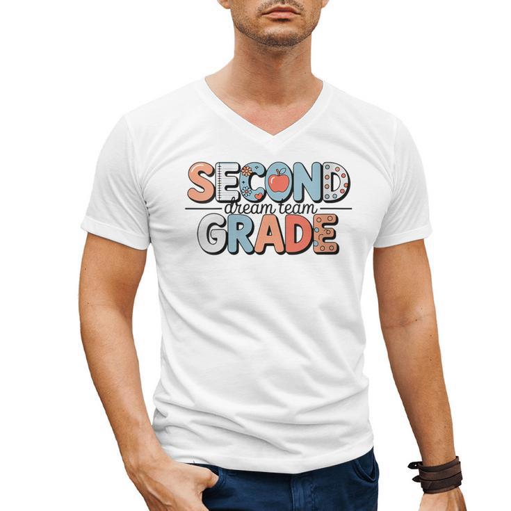 Second Grade Dream Team Back To School 2nd Grade Teacher Men's V-Neck T-Shirt