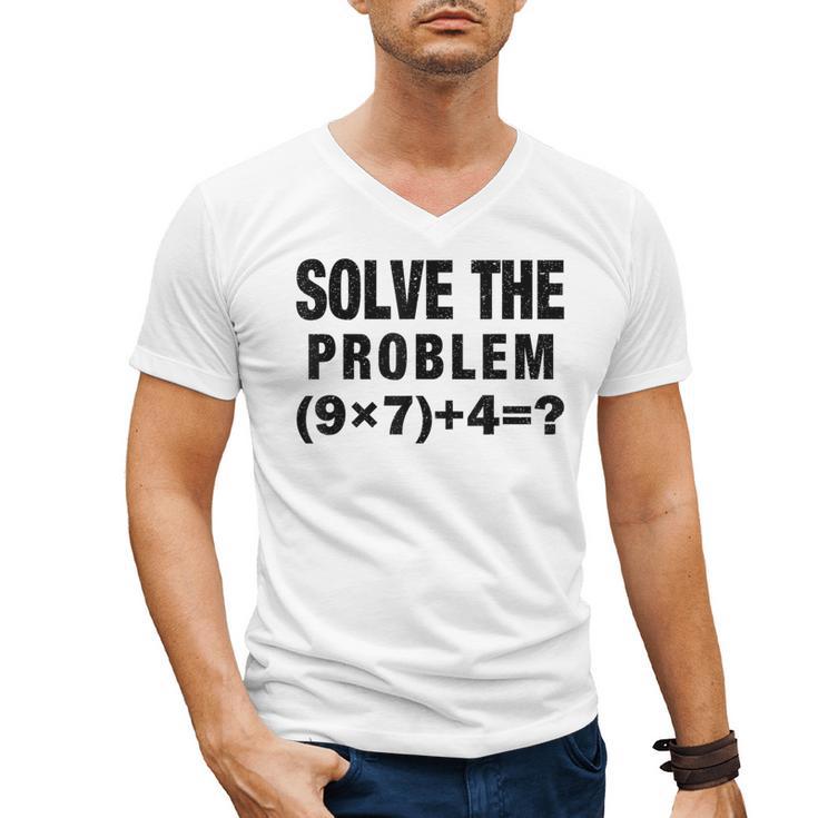 Solve The Problem 9×74 Math Teacher Men's V-Neck T-Shirt