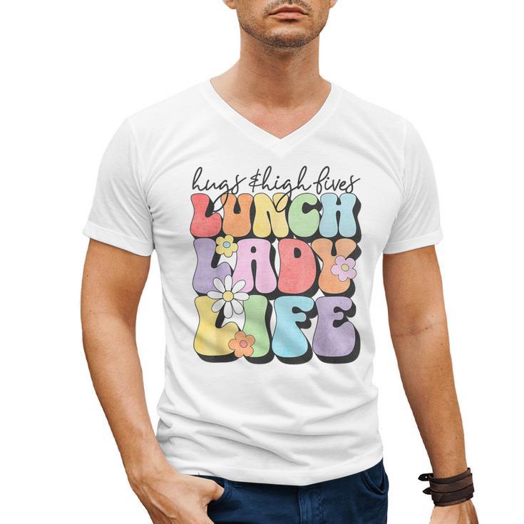 Soul Bleach Teacher Staff First Day Of School Last Hugs & High Fives Lunch Lady Vibes Blue Classic Fit Men's V-Neck T-Shirt, trending gift Soul Bleach Teacher Staff First Day Of School Last Hugs & High Fives Lunch Lady Vibes Blue Classic Fit Men's V-Neck T-Shirt, trending gift