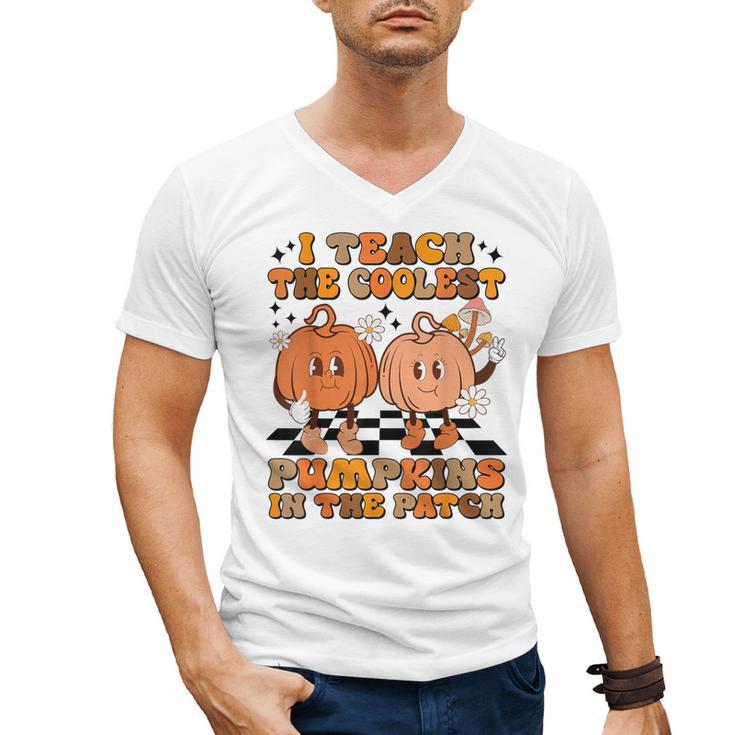 I Teach The Coolest Pumpkins In The Patch Teacher Halloween Men's V-Neck T-Shirt