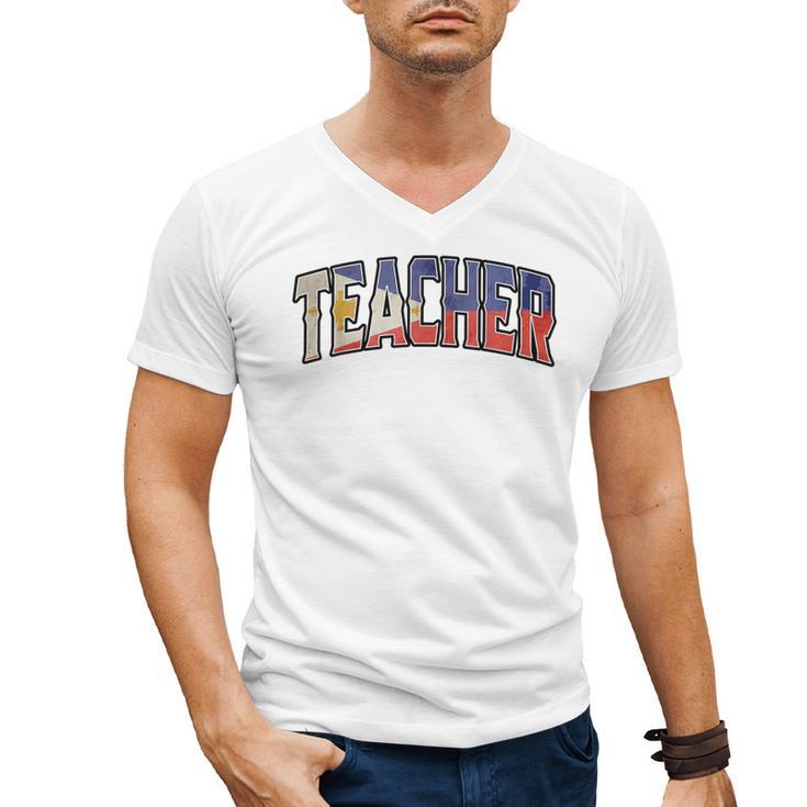 Teacher Filipino Vintage Heritage DNA Flag Men's V-Neck T-Shirt