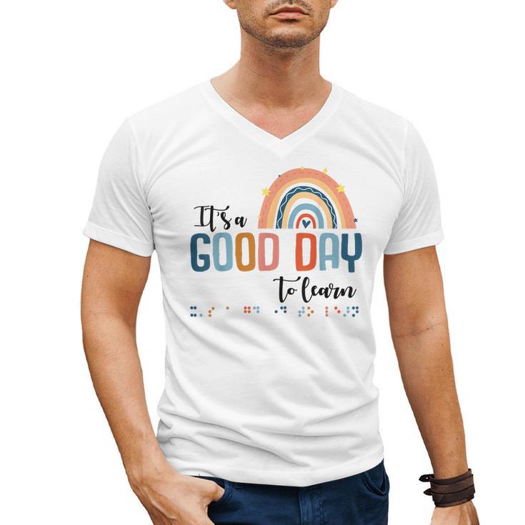 Teacher Of Visually Impaired Braille A Good Day To Learn Men's V-Neck T-Shirt