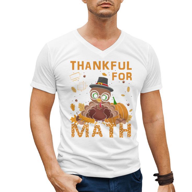 Thankful Math Turkey Teacher Happy Thanksgiving Men's V-Neck T-Shirt