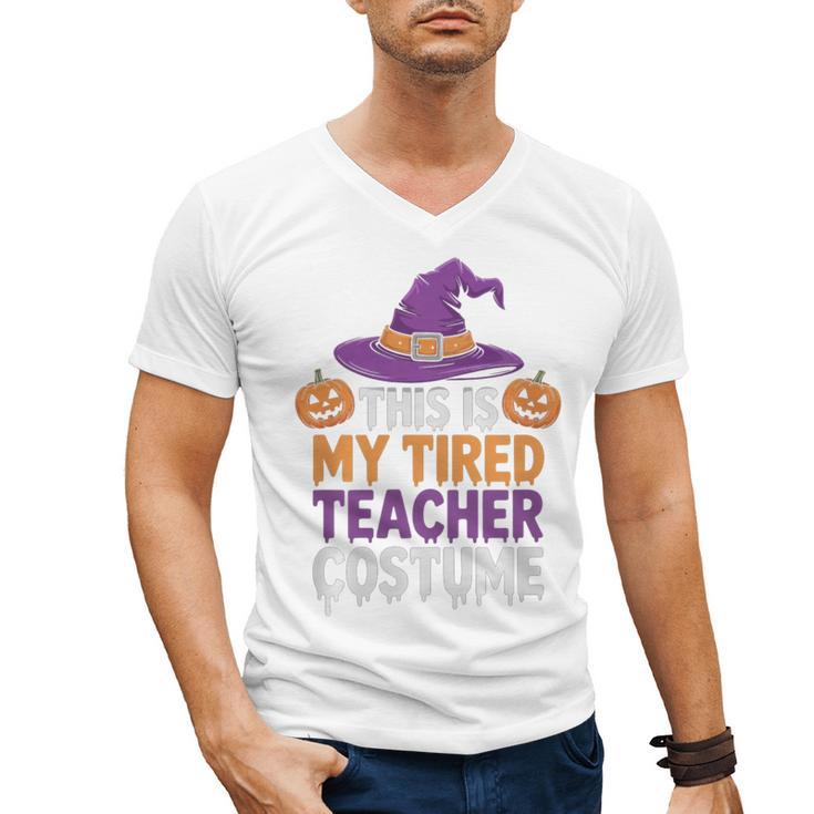 This Is My Tired Teacher Costume Halloween Premium Tri-Blend Men's V-Neck T-Shirt