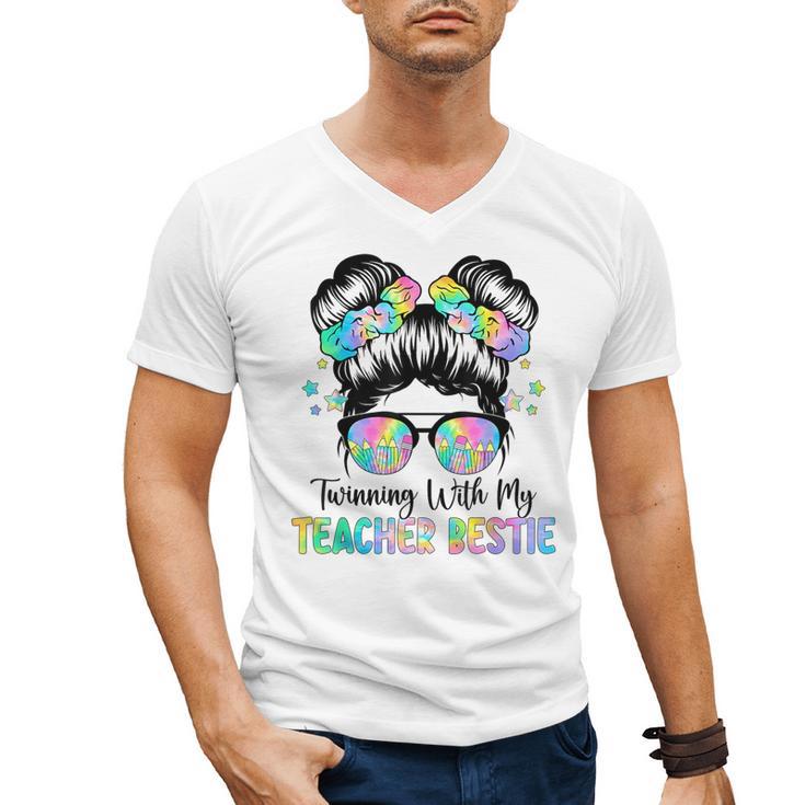 Twin Day Friends Teacher Twinning With My Bestie Men's V-Neck T-Shirt