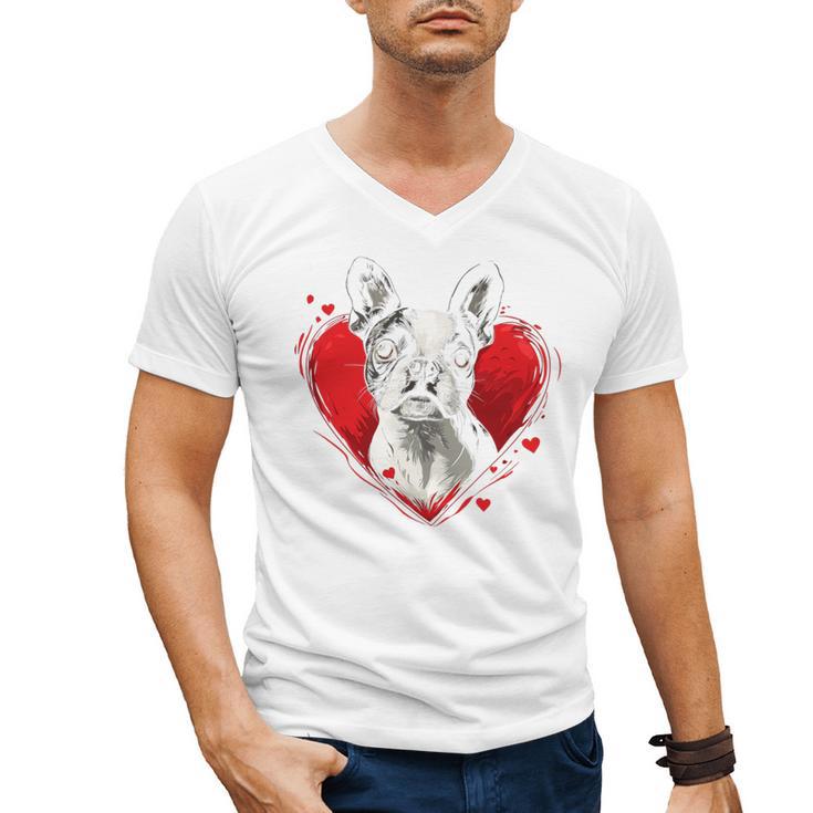 Valentine's Day Boston Terrier Dog Men's V-Neck T-Shirt