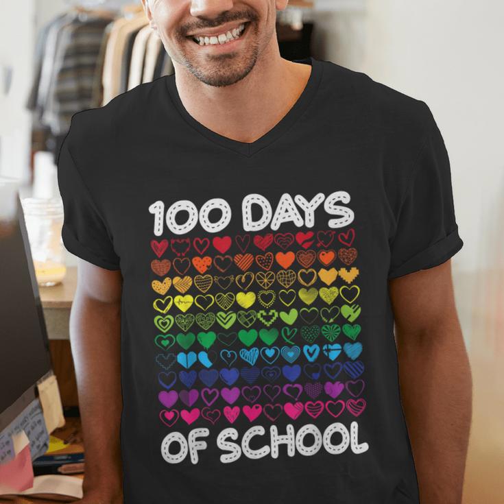 100 Days Of School Heart Love Teacher Or Student 100th Day Men's V-Neck T-Shirt, funny gift 100 Days Of School Heart Love Teacher Or Student 100th Day Men's V-Neck T-Shirt, funny gift