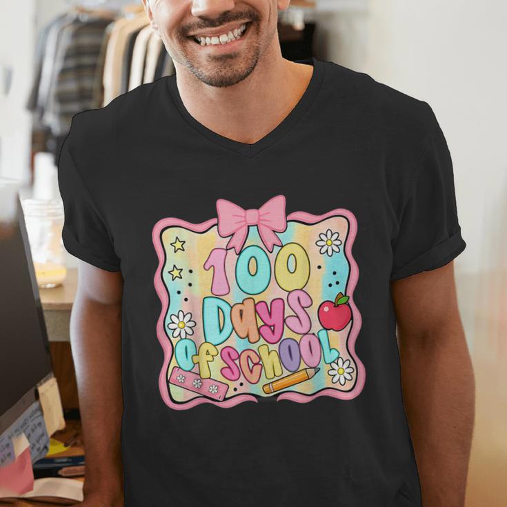 100 Days Of School Preppy 100th Day Of School Teacher Kids Men's V-Neck T-Shirt, funny gift 100 Days Of School Preppy 100th Day Of School Teacher Kids Men's V-Neck T-Shirt, funny gift