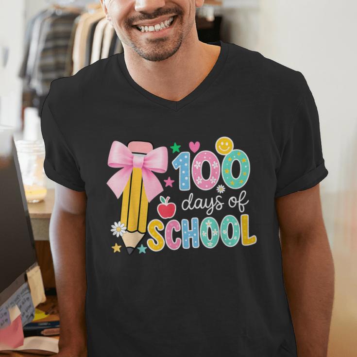 100 Days Of School Preppy 100th Day Of School Teachers Girls Men's V-Neck T-Shirt, funny gift 100 Days Of School Preppy 100th Day Of School Teachers Girls Men's V-Neck T-Shirt, funny gift
