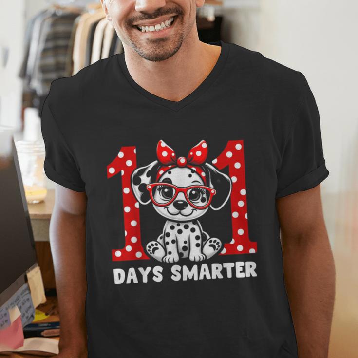 100 Days Smarter 101st Day School Dalmatian Dog Teacher Kids Men's V-Neck T-Shirt, funny gift