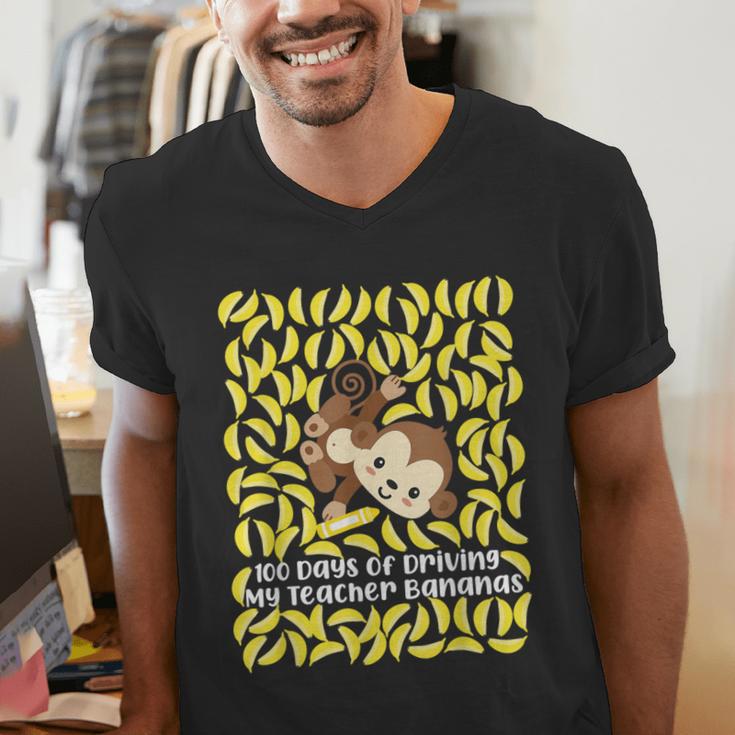 100th Day Of School Teacher Monkey Pun Banana For Men Women Girls Kids Men's V-Neck T-Shirt, funny gift