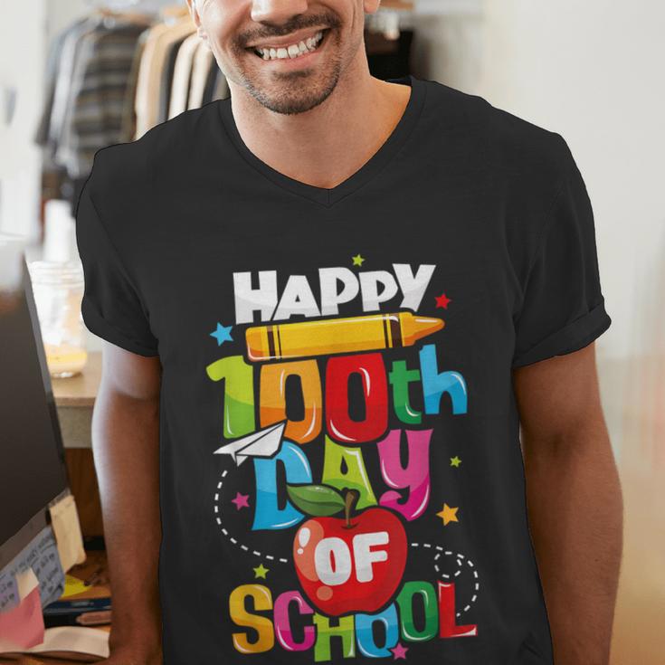100th Day Of School Teachers Kids Child Happy 100 Days Men's V-Neck T-Shirt, funny gift