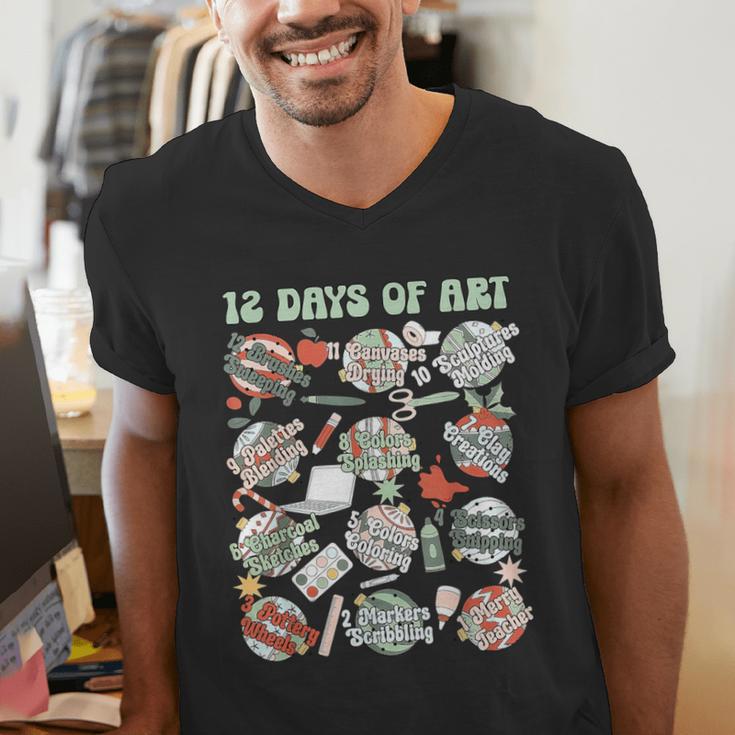 12 Days Of Art Teacher Christmas Artists Painter Educational Men's V-Neck T-Shirt, funny gift 12 Days Of Art Teacher Christmas Artists Painter Educational Men's V-Neck T-Shirt, funny gift