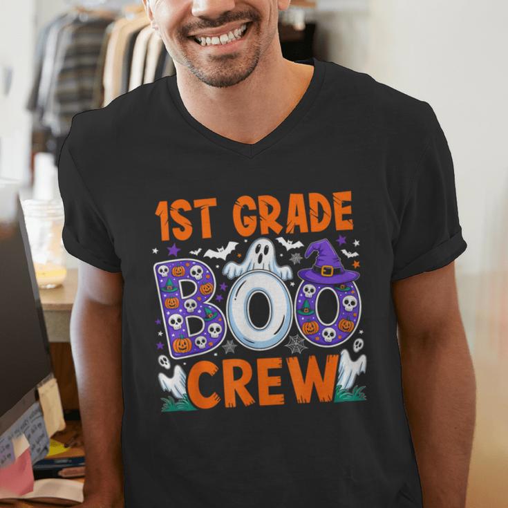 1st Grade Boo Crew First Grade Teacher Kids Happy Halloween Men's V-Neck T-Shirt, First Grade Teacher Shirts, funny gift 1st Grade Boo Crew First Grade Teacher Kids Happy Halloween Men's V-Neck T-Shirt, First Grade Teacher Shirts, funny gift