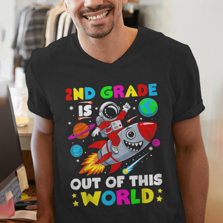 2nd Grade Is Out Of This World Space Rocket Planets Teacher Men's V-Neck T-Shirt, 2nd Grade Teacher Shirts, funny gift 2nd Grade Is Out Of This World Space Rocket Planets Teacher Men's V-Neck T-Shirt, 2nd Grade Teacher Shirts, funny gift