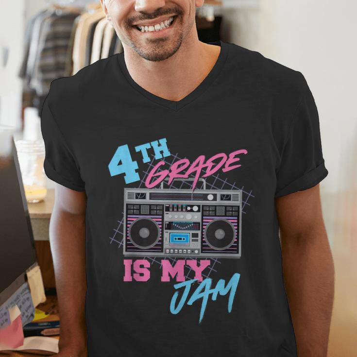 4th Grade Is My Jam Vintage 80s Boombox Teacher Student Men's V-Neck T-Shirt, 4th Grade Teacher Shirts, funny gift 4th Grade Is My Jam Vintage 80s Boombox Teacher Student Men's V-Neck T-Shirt, 4th Grade Teacher Shirts, funny gift