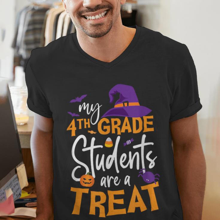 My 4th Grade Students Are a Treat Teacher Halloween Witch For Men Women Kids Men's V-Neck T-Shirt, 4th Grade Teacher Shirts, funny gift My 4th Grade Students Are a Treat Teacher Halloween Witch For Men Women Kids Men's V-Neck T-Shirt, 4th Grade Teacher Shirts, funny gift