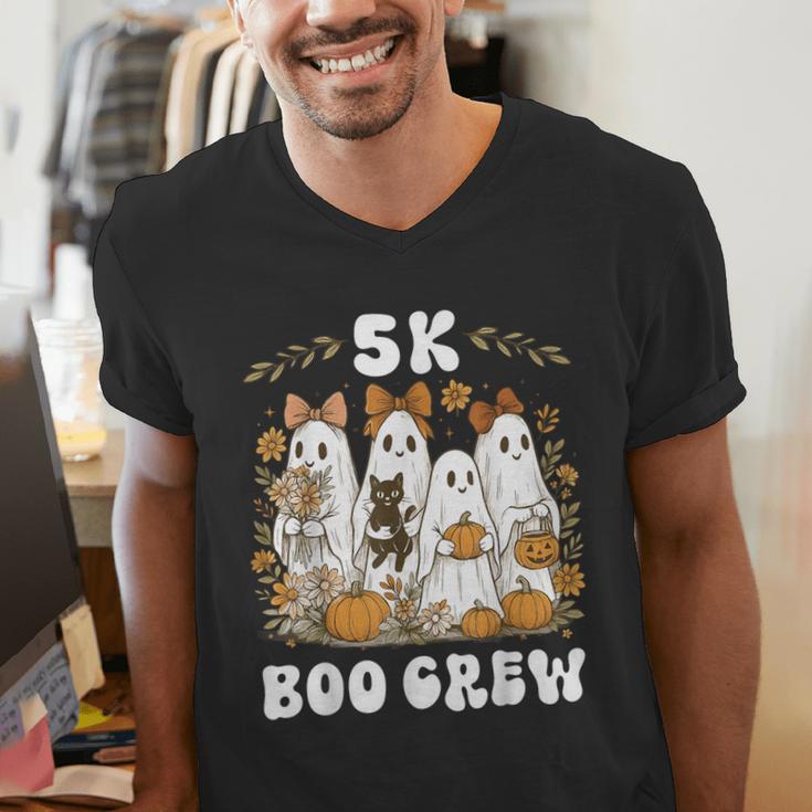 5K Boo Crew Halloween Teacher K5 Floral Ghost Trick Or Teach Men's V-Neck T-Shirt, funny gift 5K Boo Crew Halloween Teacher K5 Floral Ghost Trick Or Teach Men's V-Neck T-Shirt, funny gift
