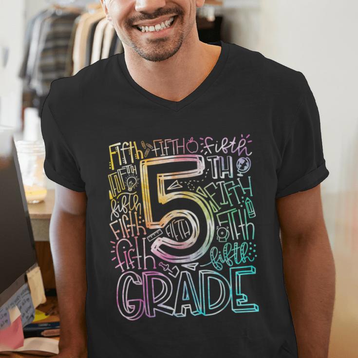 5th Grade Typography Team Fifth Grade Teacher Back To School Men's V-Neck T-Shirt, funny gift