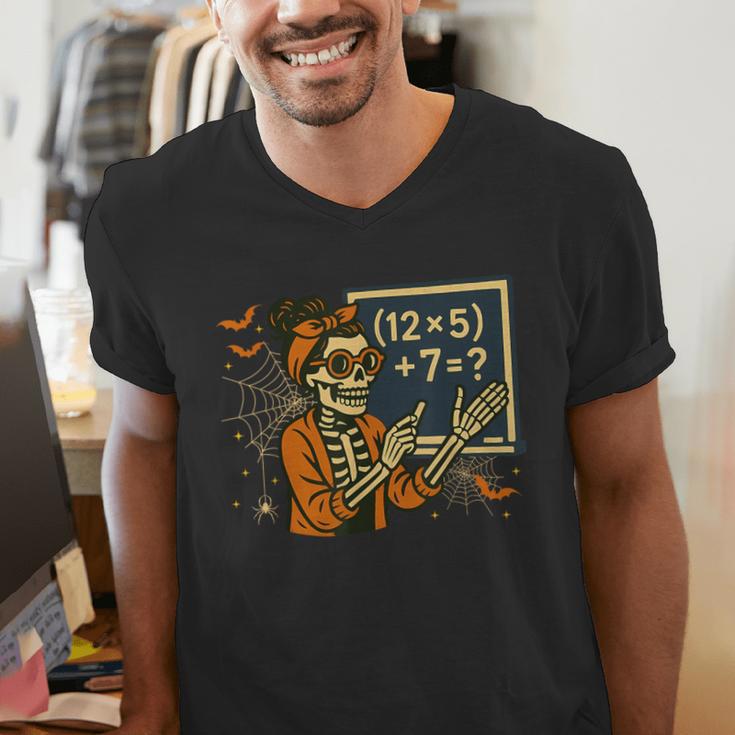 67 Teacher Halloween Skeleton Six Seven Meme Math Men's V-Neck T-Shirt, funny gift 67 Teacher Halloween Skeleton Six Seven Meme Math Men's V-Neck T-Shirt, funny gift