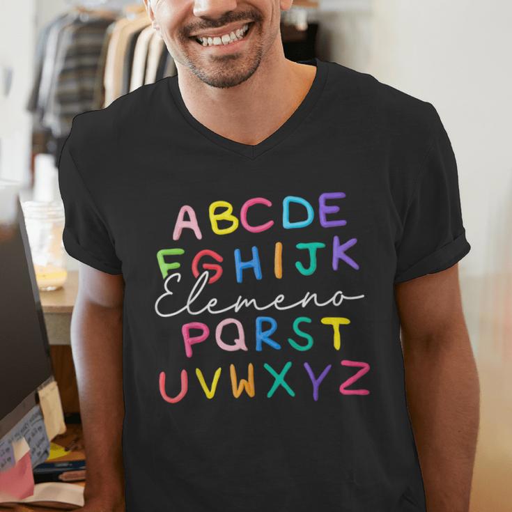 ABC Elemeno Kindergarten Teacher Boy Girl Kid Back To School Men's V-Neck T-Shirt, funny gift ABC Elemeno Kindergarten Teacher Boy Girl Kid Back To School Men's V-Neck T-Shirt, funny gift