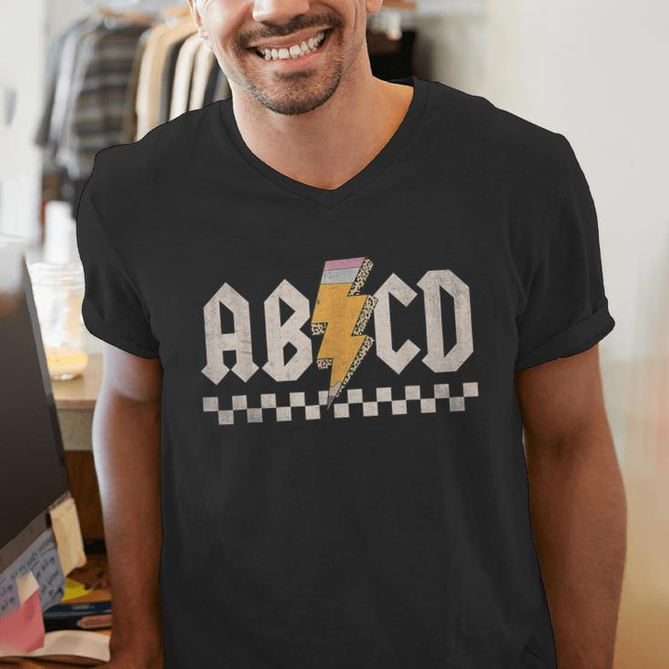 ABCD Back In Class First Day Back To School Teacher Student Men's V-Neck T-Shirt, funny gift ABCD Back In Class First Day Back To School Teacher Student Men's V-Neck T-Shirt, funny gift