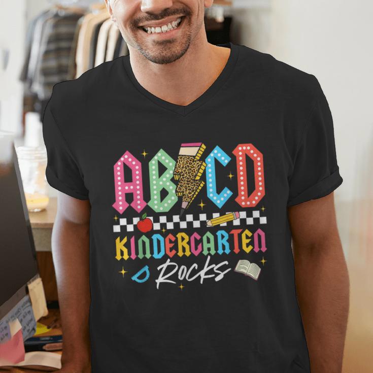 ABCD Kindergarten Rocks Pencil Lightning Teachers Rock Boys Men's V-Neck T-Shirt, funny gift