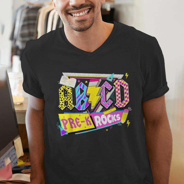 ABCD Pre-K Rocks Back To School PreK Kindergarten Teacher Men's V-Neck T-Shirt, funny gift