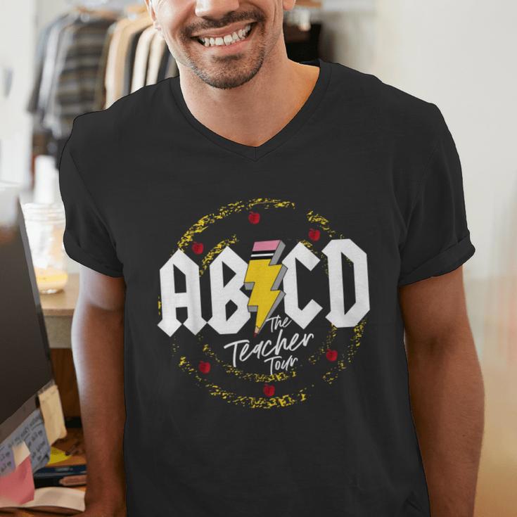 ABCD The Teacher Tour Last Day Of School Rockin' Teacher Men's V-Neck T-Shirt, funny gift ABCD The Teacher Tour Last Day Of School Rockin' Teacher Men's V-Neck T-Shirt, funny gift