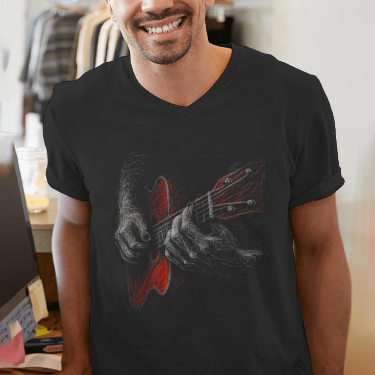 Acoustic Guitar Player Shirt Vintage Music Teacher Guitarist Men's V-Neck T-Shirt, funny gift