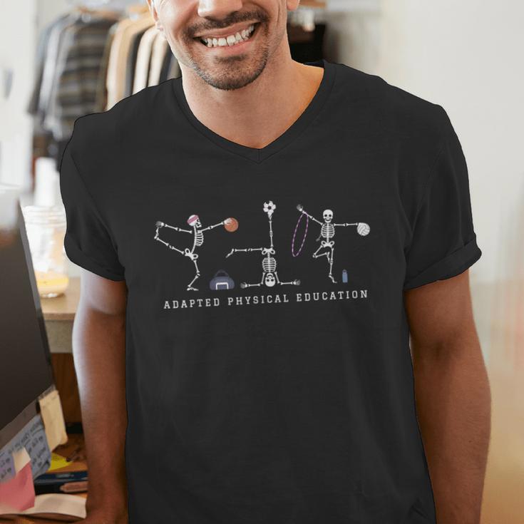 Adapted Physical Education Teacher Skeleton Sports Phys Ed Men's V-Neck T-Shirt, funny gift Adapted Physical Education Teacher Skeleton Sports Phys Ed Men's V-Neck T-Shirt, funny gift