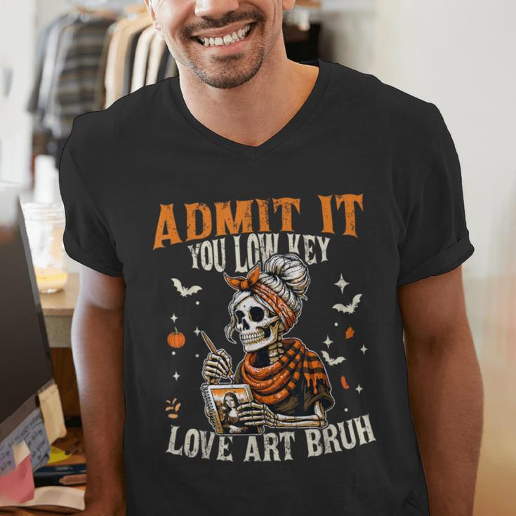 Admit It You Low Key Love Art Bruh Halloween Art Teacher Men's V-Neck T-Shirt, funny gift Admit It You Low Key Love Art Bruh Halloween Art Teacher Men's V-Neck T-Shirt, funny gift