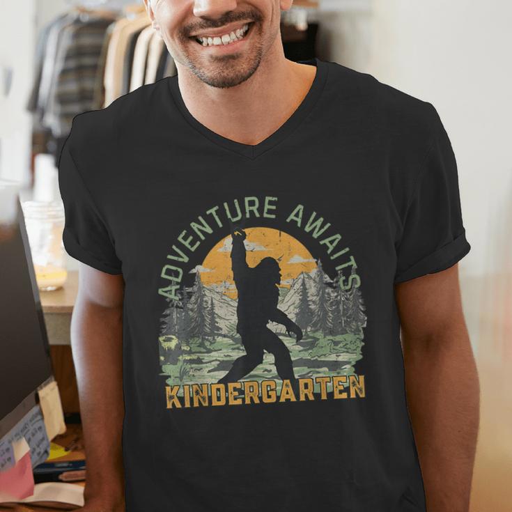 Adventure Awaits Bigfoot Teacher Kindergarten Back To School Men's V-Neck T-Shirt, funny gift Adventure Awaits Bigfoot Teacher Kindergarten Back To School Men's V-Neck T-Shirt, funny gift
