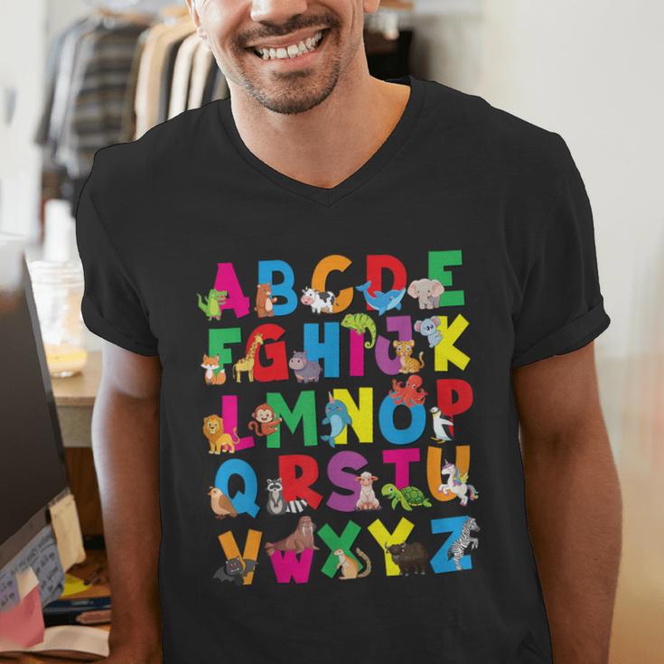 Alphabet Animals ABCs Zoo Kids Boys Girls Teacher Men's V-Neck T-Shirt, funny gift Alphabet Animals ABCs Zoo Kids Boys Girls Teacher Men's V-Neck T-Shirt, funny gift