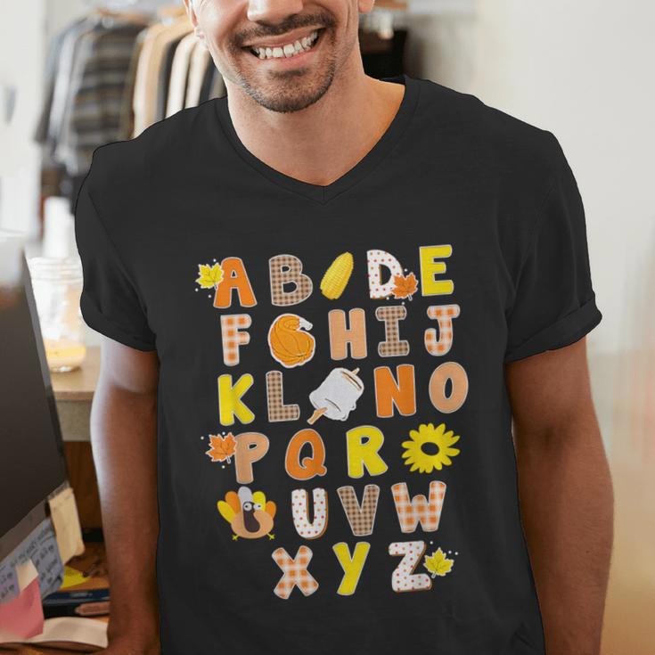 Alphabet Turkey Thanksgiving Costume Preschool Teacher Men Women Men's V-Neck T-Shirt, funny gift
