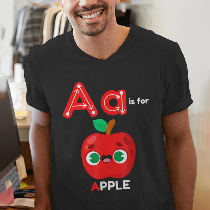 A Is For Apple Pre-K Kindergarten Teacher Student Men's V-Neck T-Shirt, funny gift A Is For Apple Pre-K Kindergarten Teacher Student Men's V-Neck T-Shirt, funny gift
