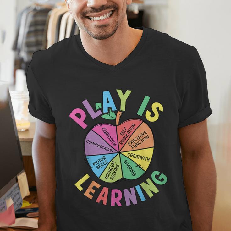 Apple Retro Play Is Learning Kindergarten Teacher Daycare Men's V-Neck T-Shirt, funny gift Apple Retro Play Is Learning Kindergarten Teacher Daycare Men's V-Neck T-Shirt, funny gift