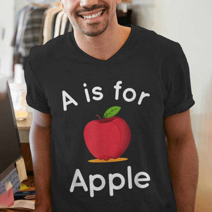A Is For Apple Toddler Kindergarten Preschool Teacher Men's V-Neck T-Shirt, funny gift A Is For Apple Toddler Kindergarten Preschool Teacher Men's V-Neck T-Shirt, funny gift
