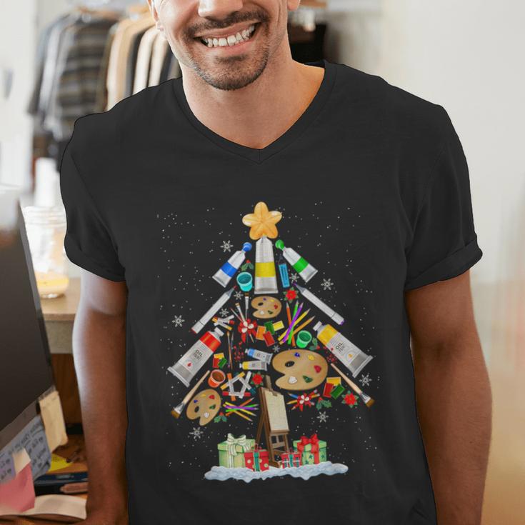 Art Christmas Tree Merry Christmas Artist Art Teacher Men's V-Neck T-Shirt, funny gift Art Christmas Tree Merry Christmas Artist Art Teacher Men's V-Neck T-Shirt, funny gift