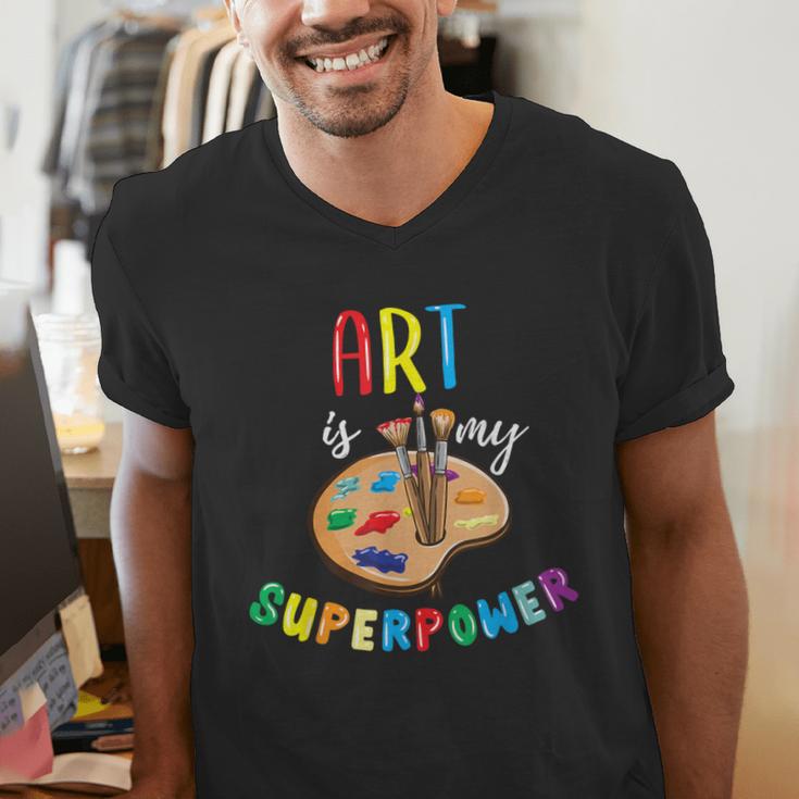 Art Is My Superpower Art Teacher Men's V-Neck T-Shirt, funny gift