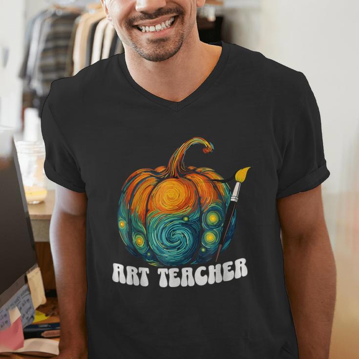 Art Teacher Pumpkin Halloween Night Men Women Men's V-Neck T-Shirt, funny gift
