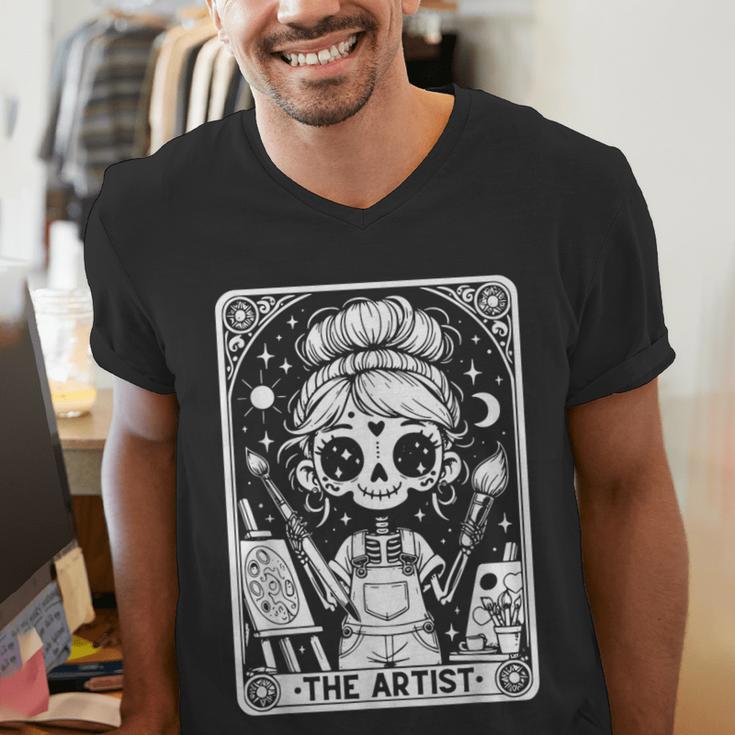 Artist Tarot Card Skeleton Painter Art Teacher Witchy Men's V-Neck T-Shirt, funny gift Artist Tarot Card Skeleton Painter Art Teacher Witchy Men's V-Neck T-Shirt, funny gift