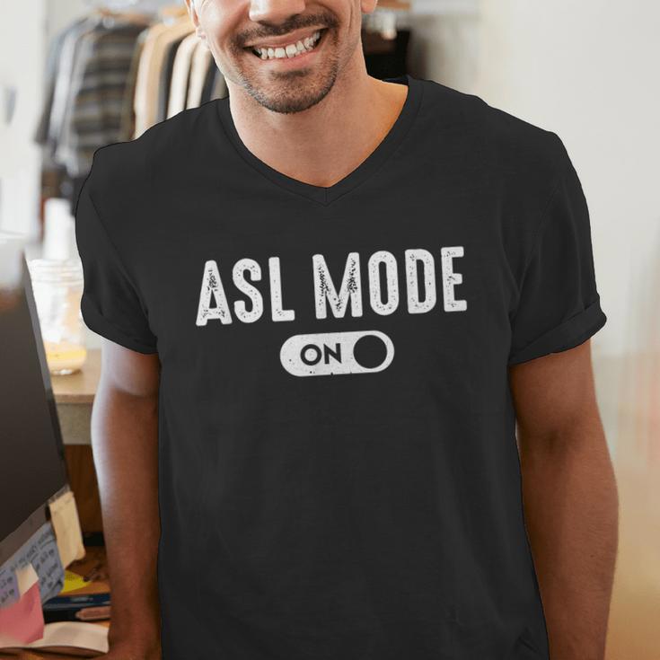 ASL Mode Sign Language Deaf ASL Teacher Men's V-Neck T-Shirt, funny gift ASL Mode Sign Language Deaf ASL Teacher Men's V-Neck T-Shirt, funny gift
