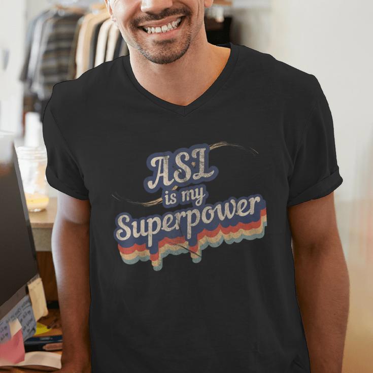 ASL Is My Superpower ASL Teacher Shirt T-Shirt Men's V-Neck T-Shirt, funny gift ASL Is My Superpower ASL Teacher Shirt T-Shirt Men's V-Neck T-Shirt, funny gift