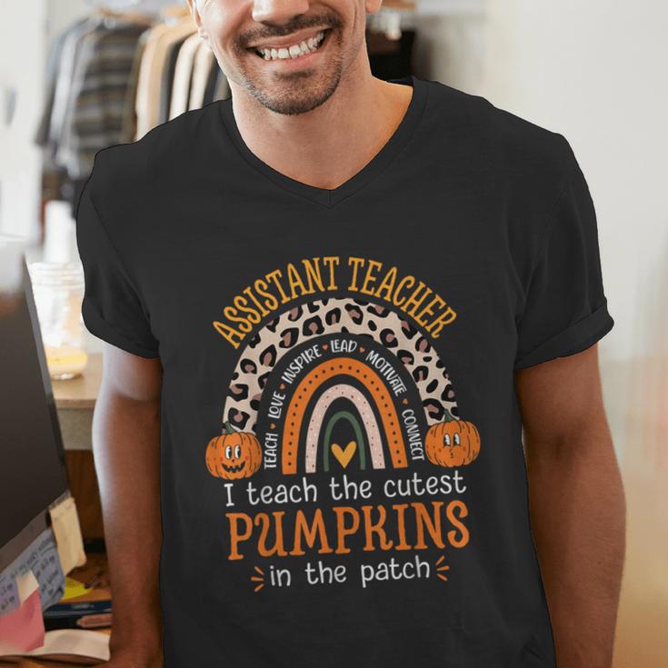 Assistant Teacher Rainbow Leopard Halloween Teacher Men's V-Neck T-Shirt, funny gift Assistant Teacher Rainbow Leopard Halloween Teacher Men's V-Neck T-Shirt, funny gift