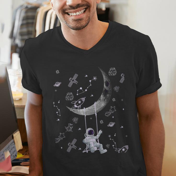 Astronaut Purple Moon Swing NASA Space Science Teacher Men's V-Neck T-Shirt, Science Teacher Shirts, funny gift Astronaut Purple Moon Swing NASA Space Science Teacher Men's V-Neck T-Shirt, Science Teacher Shirts, funny gift