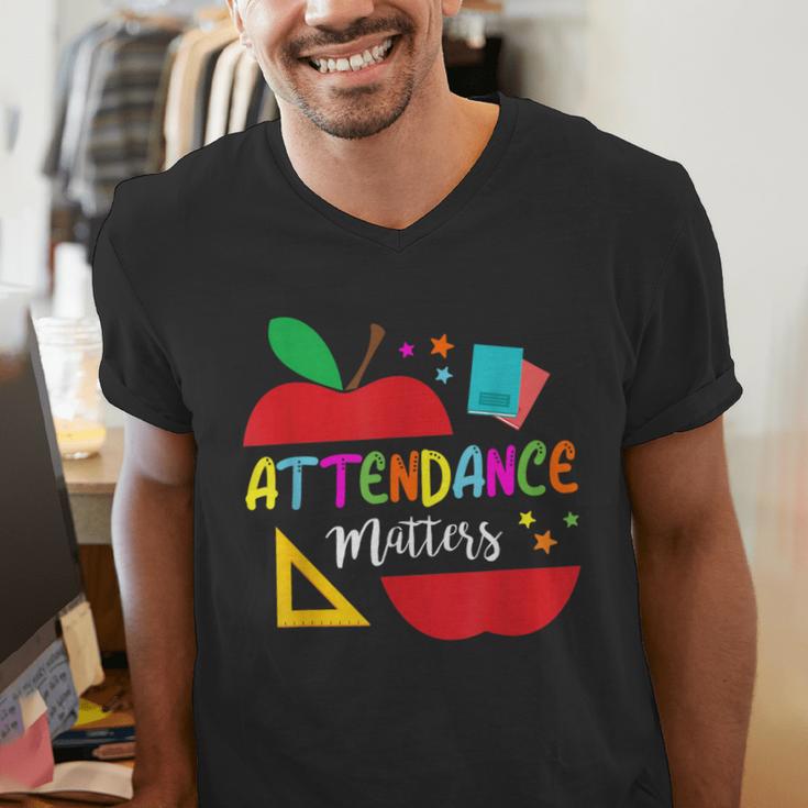 Attendance Matters Teacher Apple For Back To School Men's V-Neck T-Shirt, funny gift
